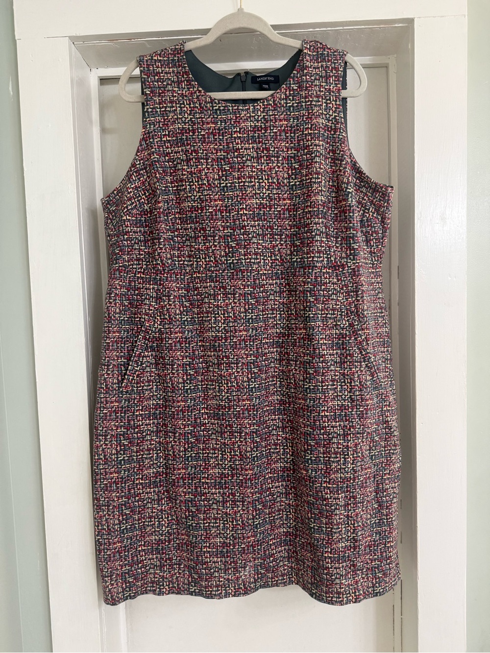 LAND’S End Sleeveless Tweed Shift Dress in Multi-Color